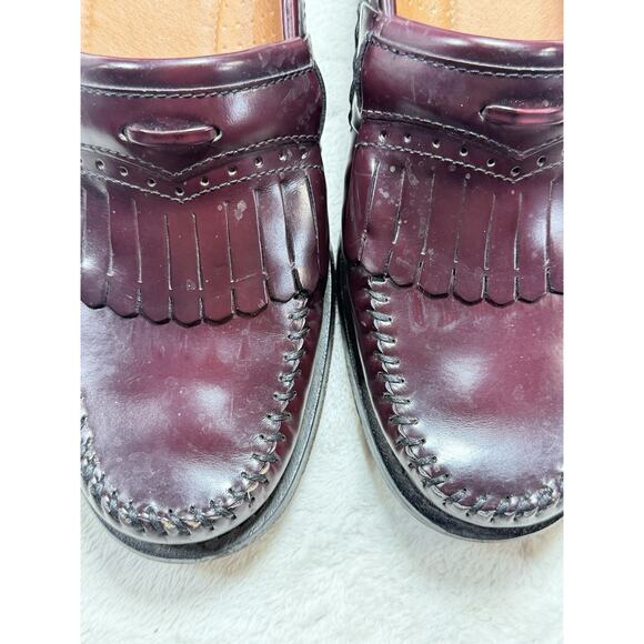 GH Bass Weejuns Layton Burgundy Leather Kiltie Tassel Loafers 10.5D